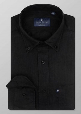 OXFORD COMPANY - Oxford Company ανδρικό sport πουκάμισο button down μονόχρωμο Regular Fit - L214-BZ10.08 Μαύρο