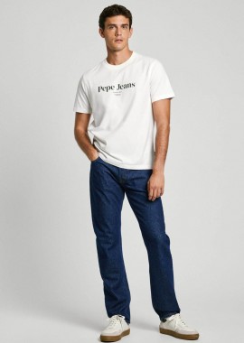 PEPE JEANS - Pepe Jeans ανδρικό T-shirt μονόχρωμο με logo print - PM509783 Λευκό