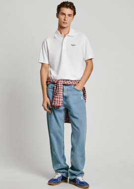 PEPE JEANS - Pepe Jeans ανδρική μπλούζα πόλο με λογότυπο - PM542298 Λευκό