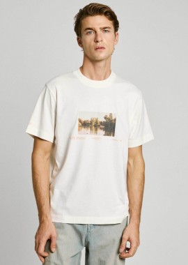 PEPE JEANS - Pepe Jeans ανδρικό T-shirt graphic print Regular Fit - PM509775 Υπόλευκο