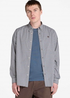 TIMBERLAND - Timberland ανδρικό πουκάμισο stretch poplin button down με καρό σχέδιο και κεντημένο λογότυπο Regular Fit - TB0A5M2EG561 Καφέ