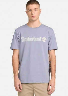 TIMBERLAND - Timberland ανδρικό T-shirt με logo print Regular Fit '' Kennebec River Linear Logo'' - TB0A5UPQB881 Γκρι Γαλάζιο