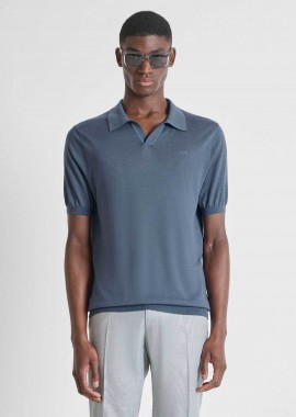 ANTONY MORATO - Antony Morato ανδρική μπλούζα πόλο με μετάξι Slim Fit - SW01608YA200091 Μπλε