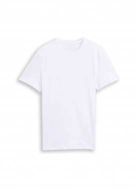 TOM TAILOR - Tom Tailor ανδρικό T-shirt μονόχρωμο Slim Fit - 1048995 Λευκό