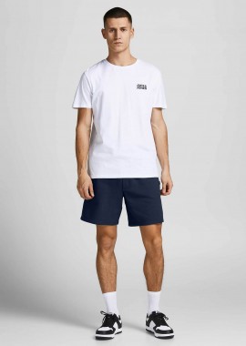 JACK & JONES - JACK & JONES ανδρική βερμούδα μονόχρωμη με ελαστική μέση Comfort Fit - 12249285 Μπλε Σκούρο