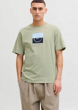 JACK & JONES - JACK & JONES ανδρικό T-shirt με box logo print Regular Fit - 12290856 Πράσινο Ανοιχτό