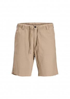 JACK & JONES - JACK & JONES ανδρική βερμούδα με ελαστική μέση Relaxed Fit - 12292332 Καμηλό