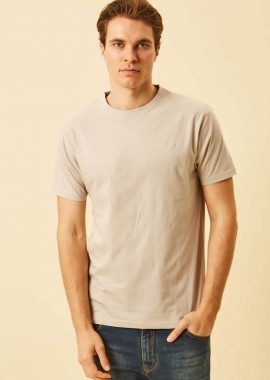 DORS - DORS ανδρικό T-shirt με κεντημένο λογότυπο Regular Fit - 1140020.C04 Γκρι Ανοιχτό