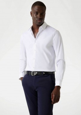 GUESS - Guess ανδρικό πουκάμισο μονόχρωμο Slim Fit - M1YH20W7ZK1 Λευκό