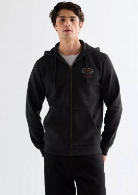 WRANGLER - Wrangler® ανδρική ζακέτα φούτερ με κουκούλα και print Regular Fit - 112378029 Μαύρο