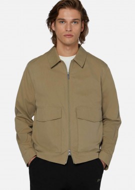 BOGGI MILANO - Boggi Milano ανδρικό bomber jacket μονόχρωμο με μεγάλες τσέπες Regular Fit - BO24P008401 Μπεζ
