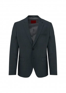 HUGO - Hugo Boss ανδρικό σακάκι μονόχρωμο Slim Fit - 50540157 Ανθρακί