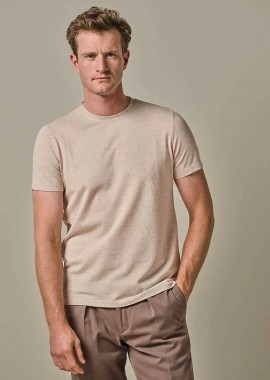 PROFUOMO - Profuomo ανδρικό T-shirt μονόχρωμο Loose Fit - PPWT10004B Μπεζ