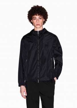 ARMANI EXCHANGE - Armani Exchange ανδρικό αντιανεμικό μπουφάν μονόχρωμο με κουκούλα - XM000342AF12285 Μαύρο