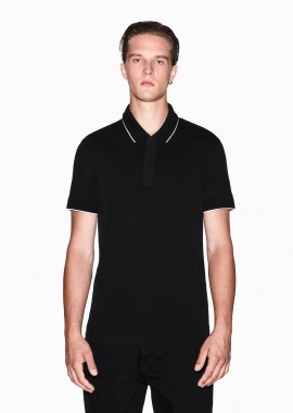 ARMANI EXCHANGE - Armani Exchange ανδρική κοντομάνικη μπλούζα πόλο πικέ με λογότυπο στην πατιλέτα Slim Fit - XM001285AF10366 Μαύρο