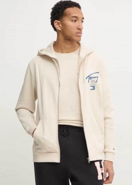 TOMMY JEANS - Tommy Jeans ανδρική ζακέτα φούτερ με κουκούλα - DM0DM21101 Μπεζ