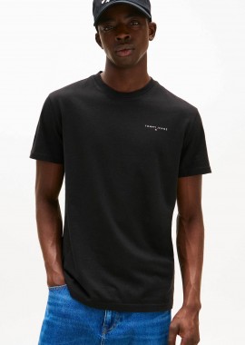 TOMMY JEANS - Tommy Jeans ανδρικό T-shirt μονόχρωμο με λογότυπο Slim Fit - DM0DM21780 Μαύρο