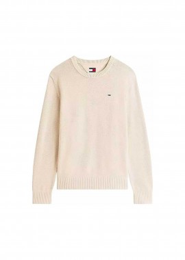 TOMMY JEANS - Tommy Jeans ανδρική πλεκτή μπλούζα Slim Fit - DM0DM21787 Εκρού