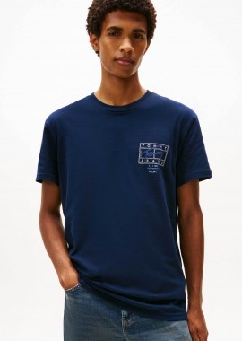 TOMMY JEANS - Tommy Jeans ανδρικό T-shirt με graphic logo print Regular Fit - DM0DM22319 Μπλε Σκούρο