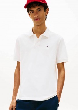 TOMMY JEANS - Τommy Jeans ανδρική μπλούζα πόλο μονόχρωμη Regular Fit - DM0DM22711 Εκρού