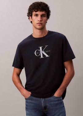 CALVIN KLEIN JEANS - Calvin Klein Jeans ανδρικό T-shirt μονόχρωμο με λογότυπο - LV04RB862G Σκούρο Μπλε