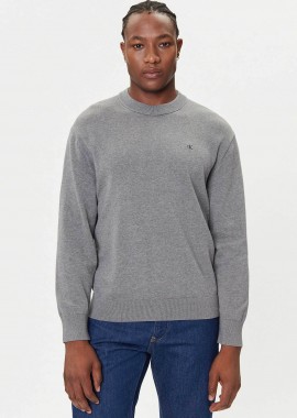 CALVIN KLEIN JEANS - Calvin Klein Jeans ανδρικό βαμβακερό πουλόβερ με λογότυπο Regular Fit - LV04RC309G Γκρι
