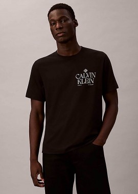 CALVIN KLEIN JEANS - Calvin Klein Jeans ανδρικό T-shirt μονόχρωμο με λογότυπο Relaxed Fit - LV14RE801G Μαύρο