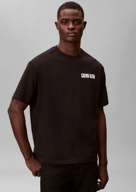 CALVIN KLEIN JEANS - Calvin Klein Jeans ανδρικό T-shirt μονόχρωμο με λογότυπο Relaxed Fit - LV04RB851G Μαύρο