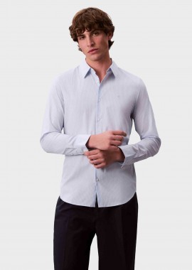 CALVIN KLEIN - Calvin Klein ανδρικό πουκάμισο ριγέ Slim Fit - LV04LE120G Γαλάζιο