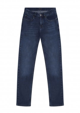 PRINCE OLIVER - Prince Oliver ανδρικό τζιν παντελόνι πεντάτσεπο Comfort Slim Fit - 10582001 Μπλε Σκούρο