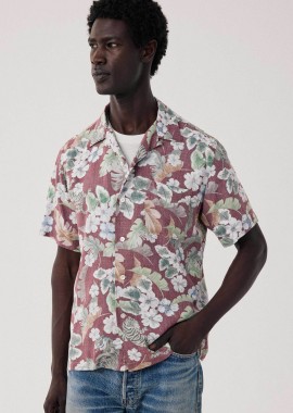 HARTFORD - Hartford ανδρικό κοντομάνικο πουκάμισο με Hawaiian print Regular Fit - BF14036 Πολύχρωμο