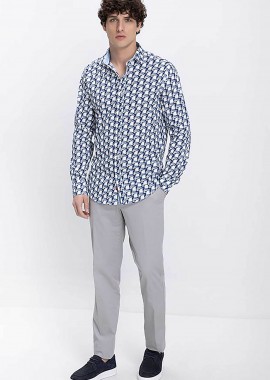 KAISER HOFF - Kaiser Hoff ανδρικό παντελόνι chino Regular Fit - D124001321402100 Γκρι Ανοιχτό
