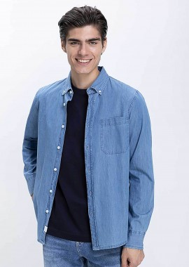 BASEFIELD - Basefield ανδρικό denim overshirt Regular Fit - D254001931112101 Denim Blue