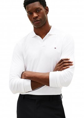 TOMMY HILFIGER - Tommy Hilfiger ανδρική μπλούζα πόλο με κεντημένο logo flag Regular Fit - MW0MW37317 Λευκό