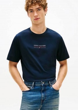 TOMMY HILFIGER - Tommy Hilfiger ανδρικό T-shirt με λογότυπο Regular Fit - MW0MW42363 Μπλε Σκούρο