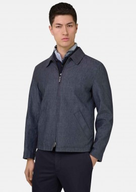 BOGGI MILANO - Boggi Milano ανδρικό λινό μπουφάν Regular Fit - BO26P022802 Σκούρο Μπλε