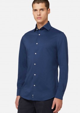BOGGI MILANO - Boggi Milano ανδρικό πουκάμισο μονόχρωμο Regular Fit - BO21C004103 Μπλε Navy