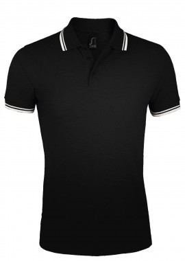 SOLS - Ανδρικό Polo Cotton Πικέ 00577 SOL'S Pasadena Black/White