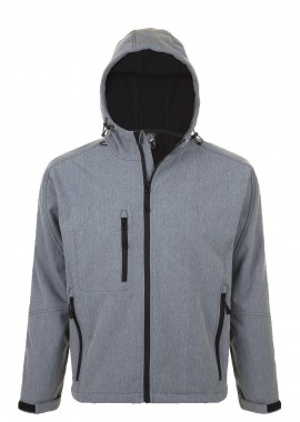 SOLS - Ανδρικό Softshell Μπουφάν με Κουκούλα 46602 SOL'S Replay Grey Melange