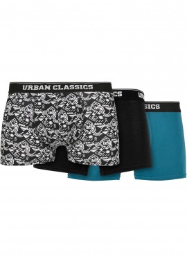 Urban Classics - Ανδρικά Εσώρουχα Boxer 3-Pack TB3838 Urban Classics Organic Detail Aop/Black/Jasper