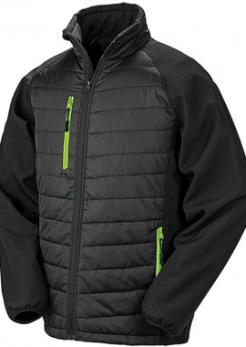 Result - Ανδρικό Τζάκετ Padded Softshell R237X Result Black Compass Black/Lime