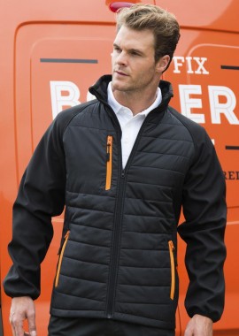 Result - Ανδρικό Τζάκετ Padded Softshell R237X Result Black Compass Black/Orange