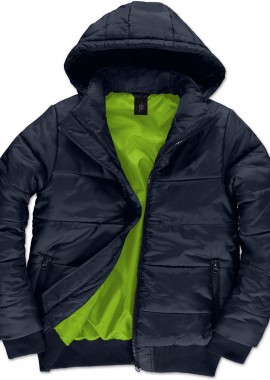 B & C - Ανδρικό Μπουφάν JM940 B&C Superhood Men με Κουκούλα Navy/Neon Green
