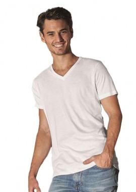 B & C - Ανδρικό T-Shirt V-Neck TM044 B & C Organic Inspire White