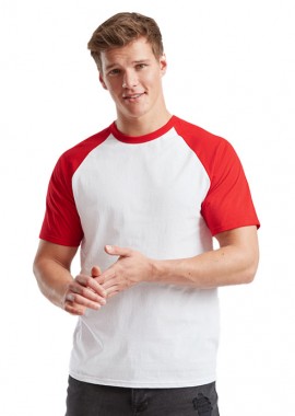 Fruit of the Loom - Ανδρικό Baseball T-Shirt 61-026-0 Fruit of the Loom White/Red