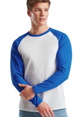 Fruit of the Loom - Μακρυμάνικο Baseball T-Shirt 61-028-0 Fruit of the Loom White/Royal