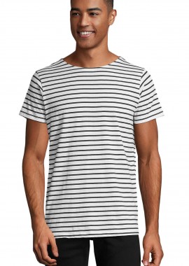 SOLS - Ανδρικό Ριγέ T-Shirt 01398 SOL'S Miles White/Navy
