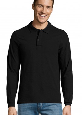 SOL'S - Ανδρική Μπλούζα Polo 11353 SOL'S Winter II Μακρυμάνικη Πικέ Black