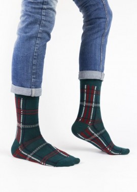 Crazy Socks - Ανδρικές - Εφηβικές fashion κάλτσες TARTAN Βαμβακερές Crazy Socks 16104 Σκούρο Πράσινο