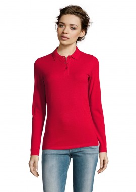 SOLS - Γυναικείο Μακρυμάνικο Πόλο Πικέ 02083 Sol's Perfect LSL Women Red